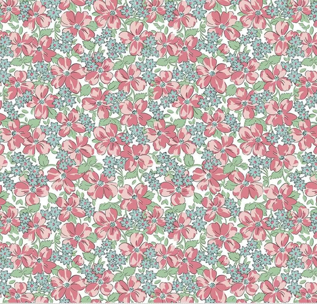 Easter Parade Riley Blake Fabric - White Flowers Cotton Yardage - DIY Easter Sewing Supplies