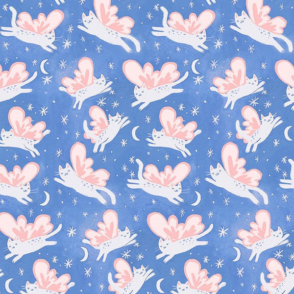 Kitty Fairies - 100% Cotton - Dear Stella - Digitally Printed - Fairy Forest Collection - Fabric By The Yard