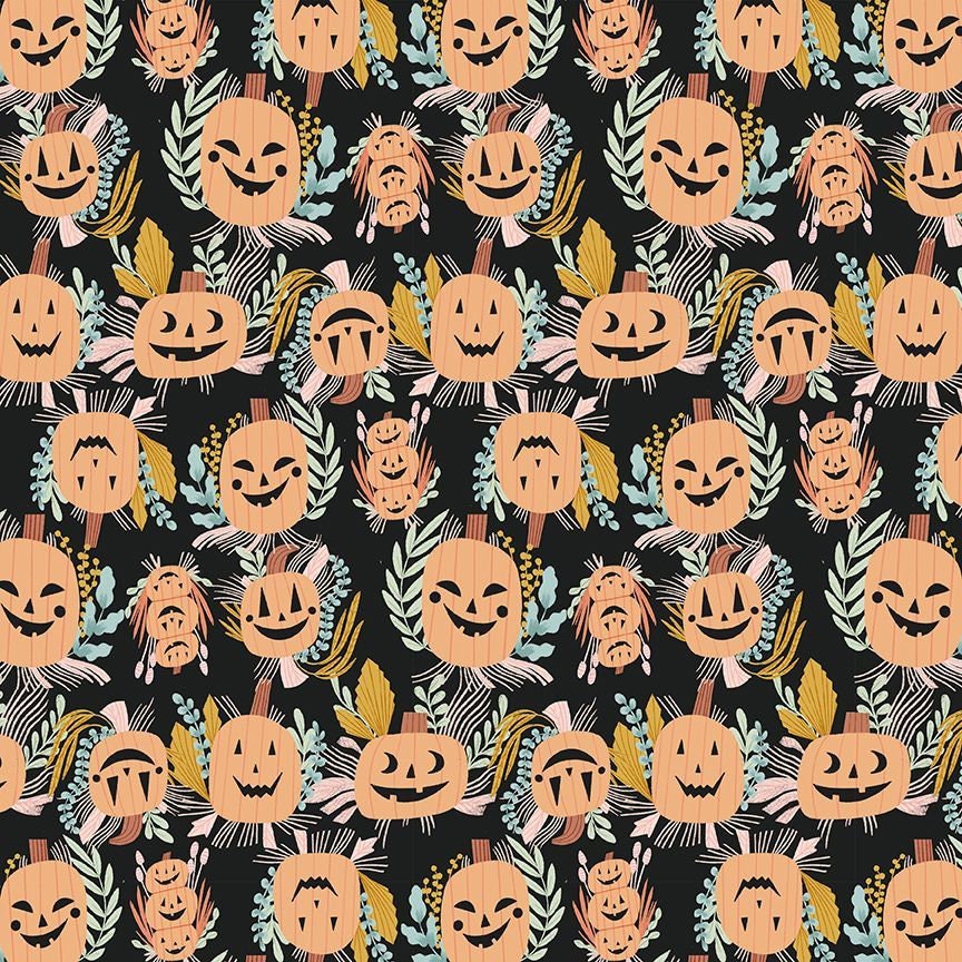 Pumpkins - Halloween Fabric - Dear Stella - Cotton Fabric By The Yard - HARVEST MOON Collection