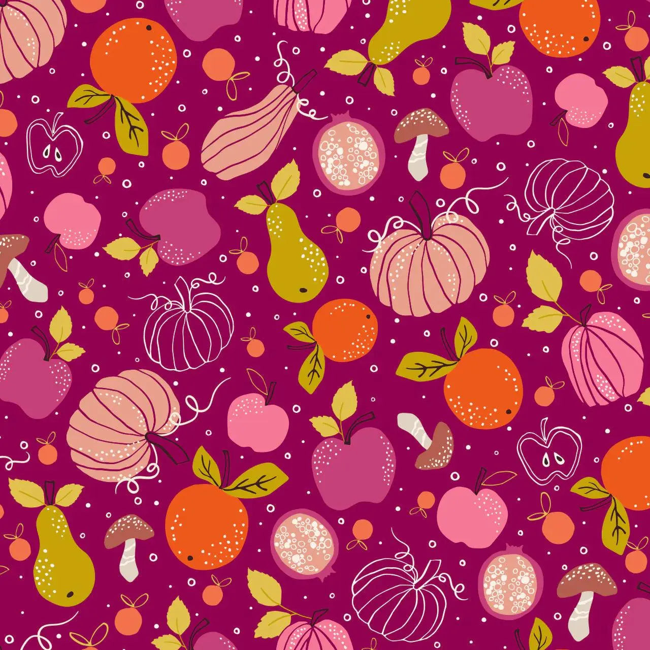 Bountiful Harvest Fabric - By Dashwood Studio - Cotton Fabric By The Yard - Fruits Pattern