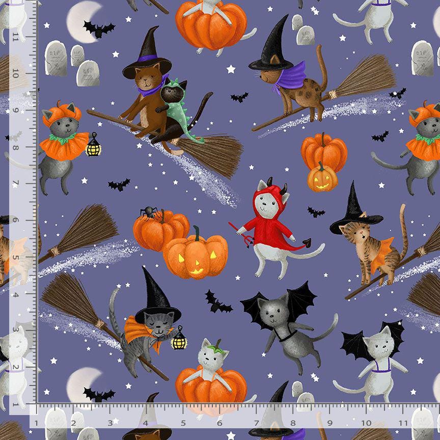 Purranormal Fabric - By Dear Stella - Purranormal Collection - Cotton By The Yard - Halloween Cat Pattern