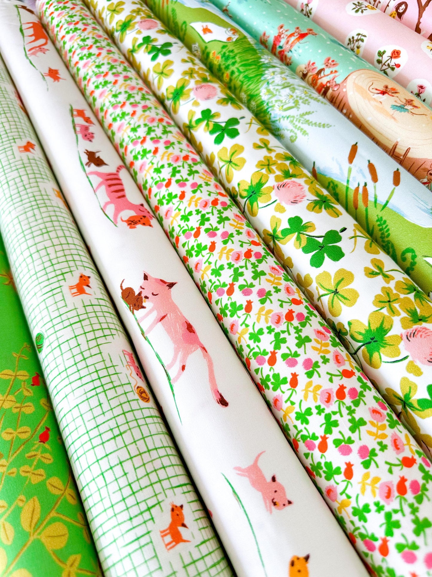 Mother Cats Fabric by the Yard, Feline Cotton Print Fabric for Sewing & Crafts, by Heather Ross, Oeko-Tex Certified Windham Fabrics