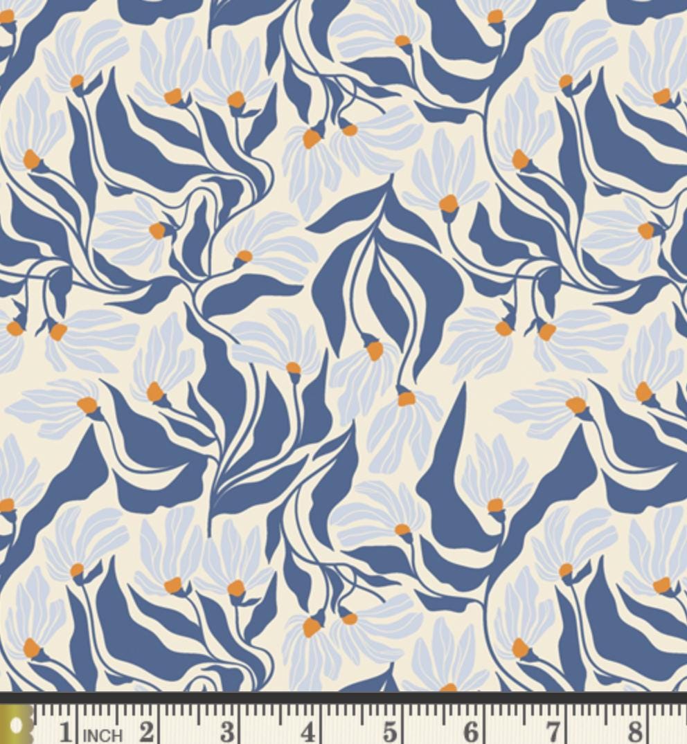 Wind Dance Azure – Premium Cotton by the Yard – THE CUR8TOR - Modernista Collection by AGF Studio – Art Gallery Fabrics, Floral Print