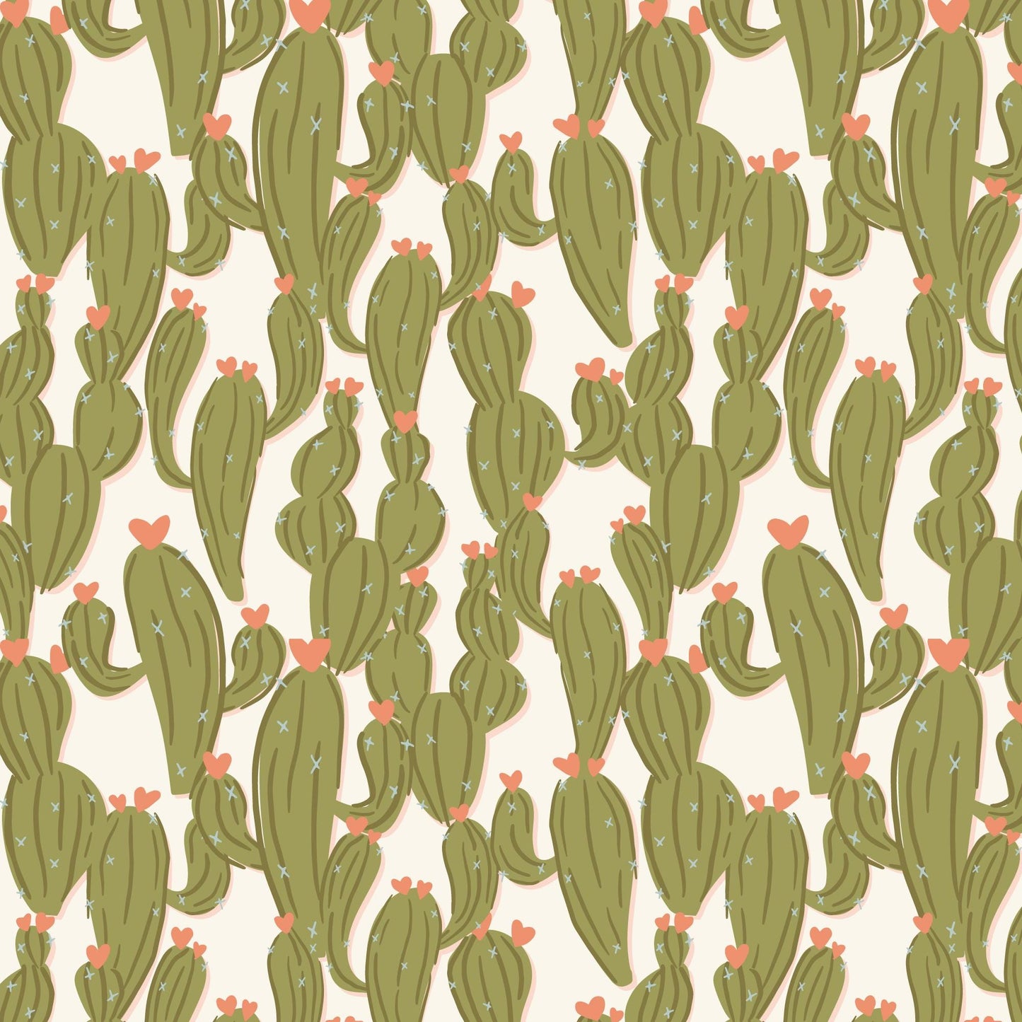 Cactus Kisses, Fabric by the Yard, 100% Organic Cotton, By Cloud9 Fabrics, Petals and Pony Luck Collection, Western Desert Print