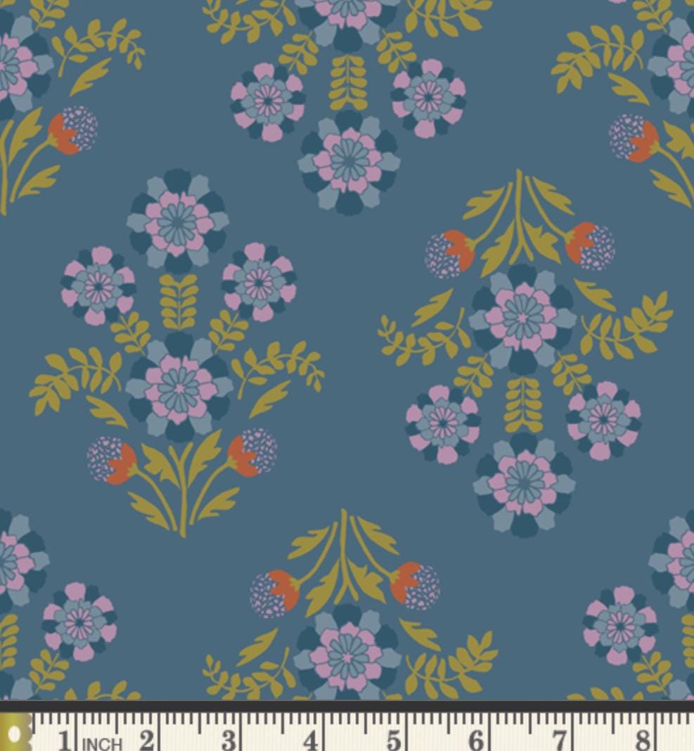 Bramblebloom Blue – Premium Quilting Cotton by the Yard | Starling Collection by Maureen Cracknell – Art Gallery Fabrics