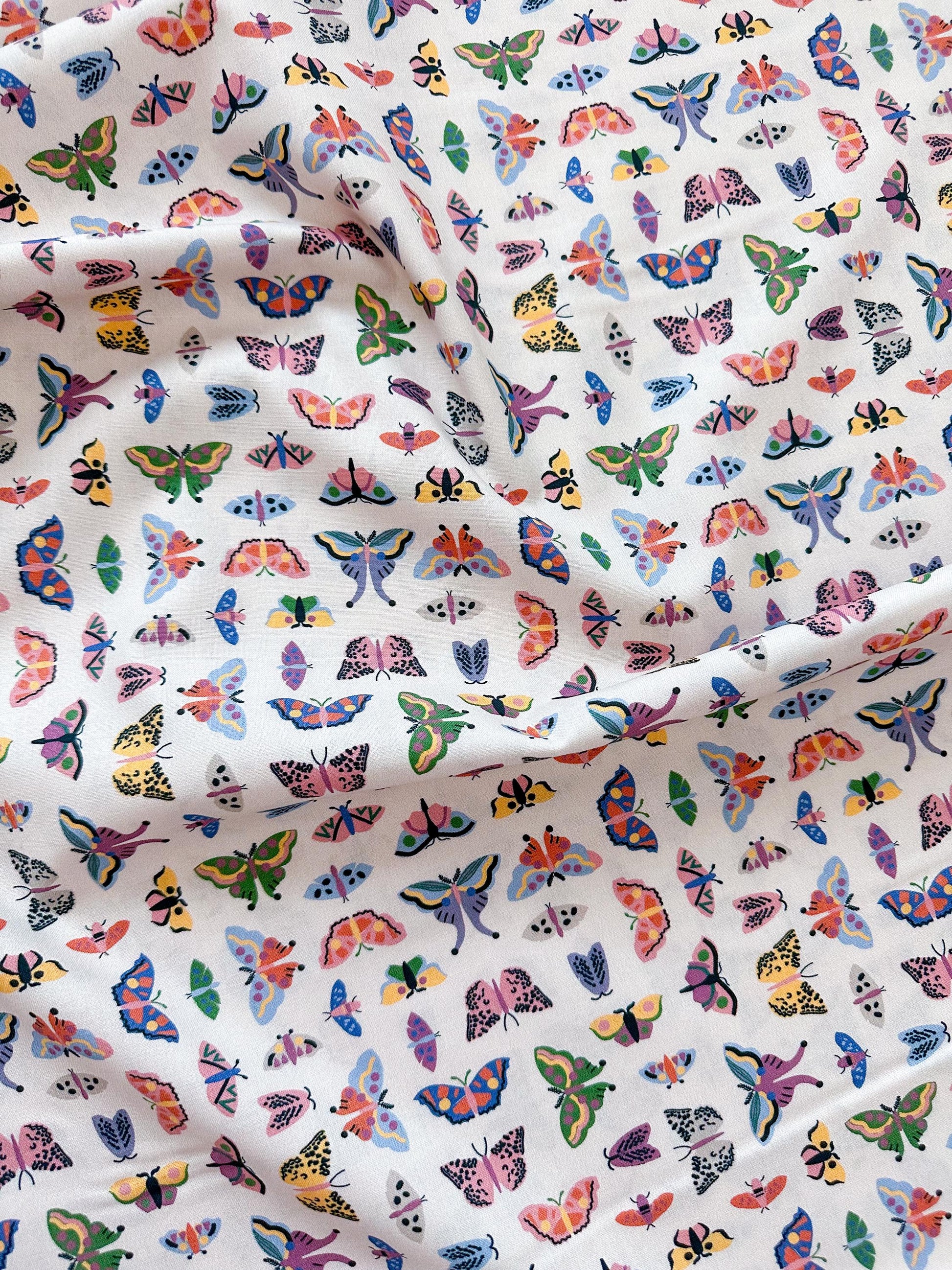 Wing Study, Fabric by the Yard, 100% Organic Cotton, By Leah Duncan for Cloud9 Fabrics, Fern Grove Collection, Butterfly Print
