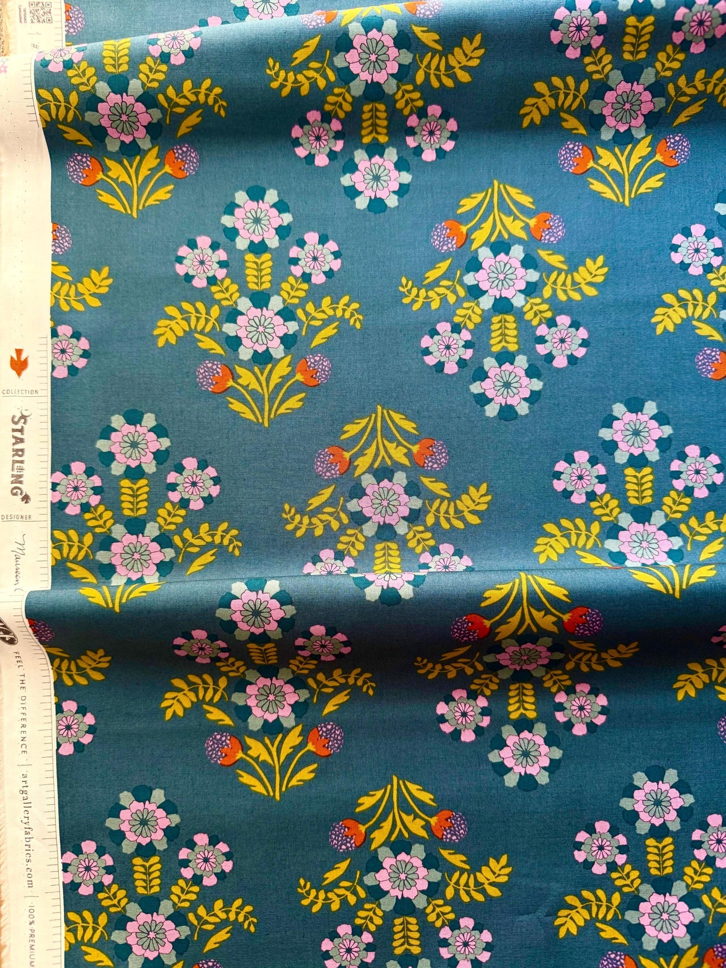 Bramblebloom Blue – Premium Quilting Cotton by the Yard | Starling Collection by Maureen Cracknell – Art Gallery Fabrics