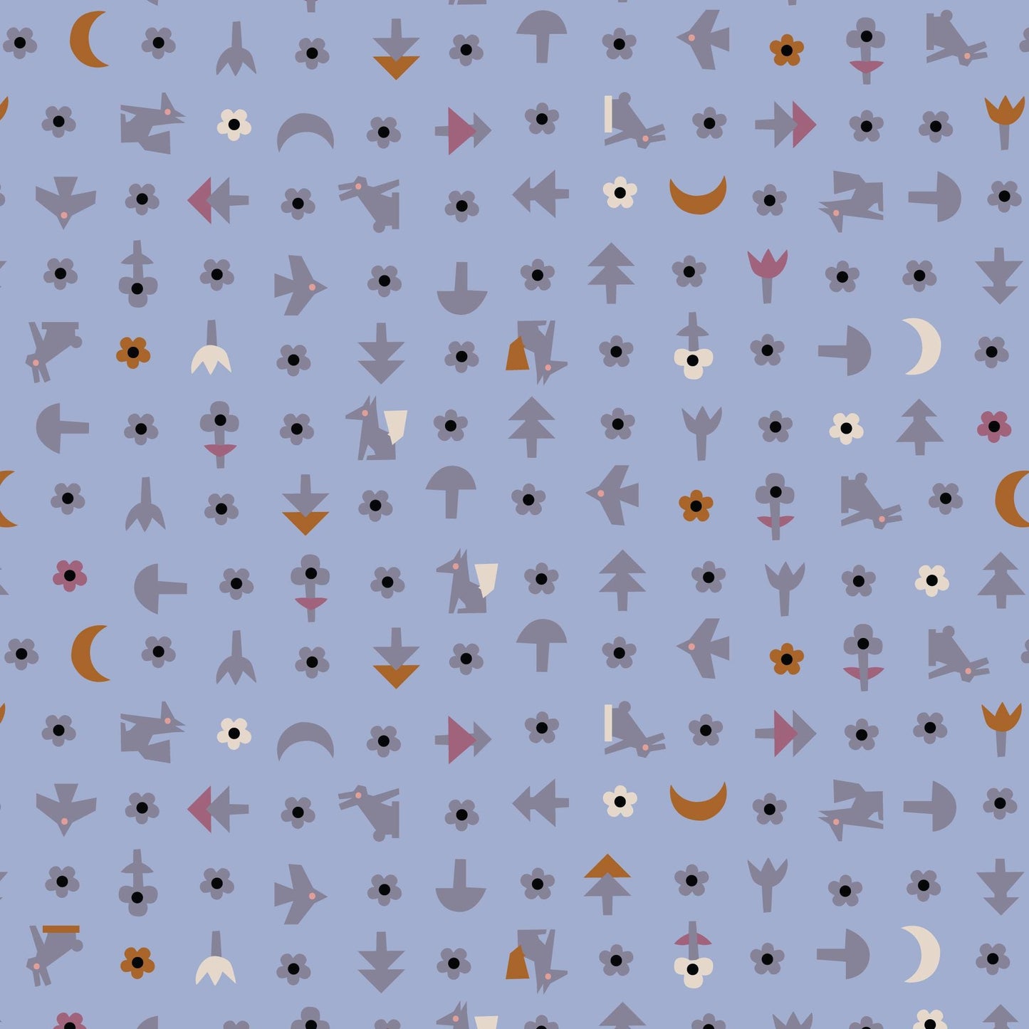 Free Bird | Blue, Fabric by the Yard, 100% Organic Cotton, By Leah Duncan for Cloud9 Fabrics, Fern Grove Collection