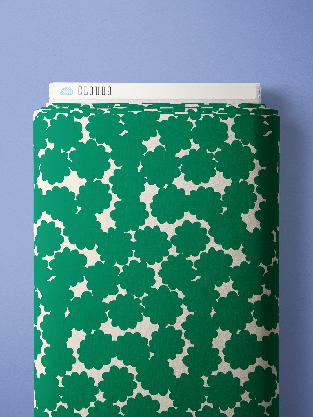Blossom | Green, Fabric by the Yard, 100% Organic Cotton, By Claire Iglesias for Cloud9 Fabrics, Wild Garden Collection