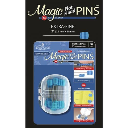 Taylor Seville 50ct Magic Pins Flat Head - Extra Fine Quilting & Sewing Accessories