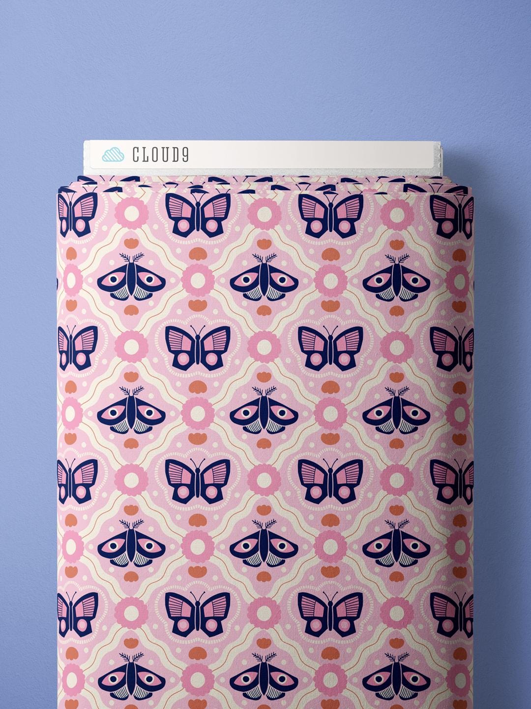 Pretty Butterfly, Fabric by the Yard, 100% Organic Cotton, By Claire Iglesias for Cloud9 Fabrics, Wild Garden Collection