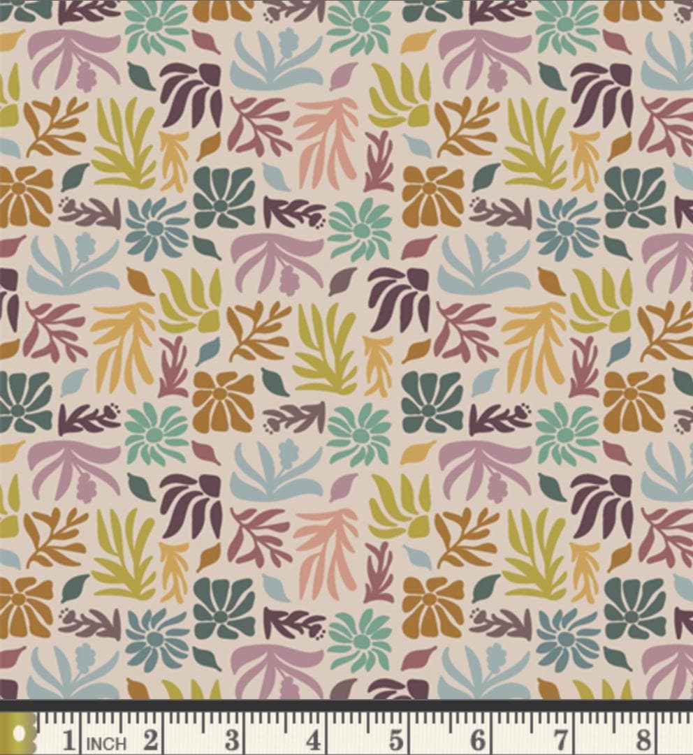 Botanical Tiles - Premium Quilting Cotton by Sewcial Bee Collective | GeoBloom Collection Fabric Yards