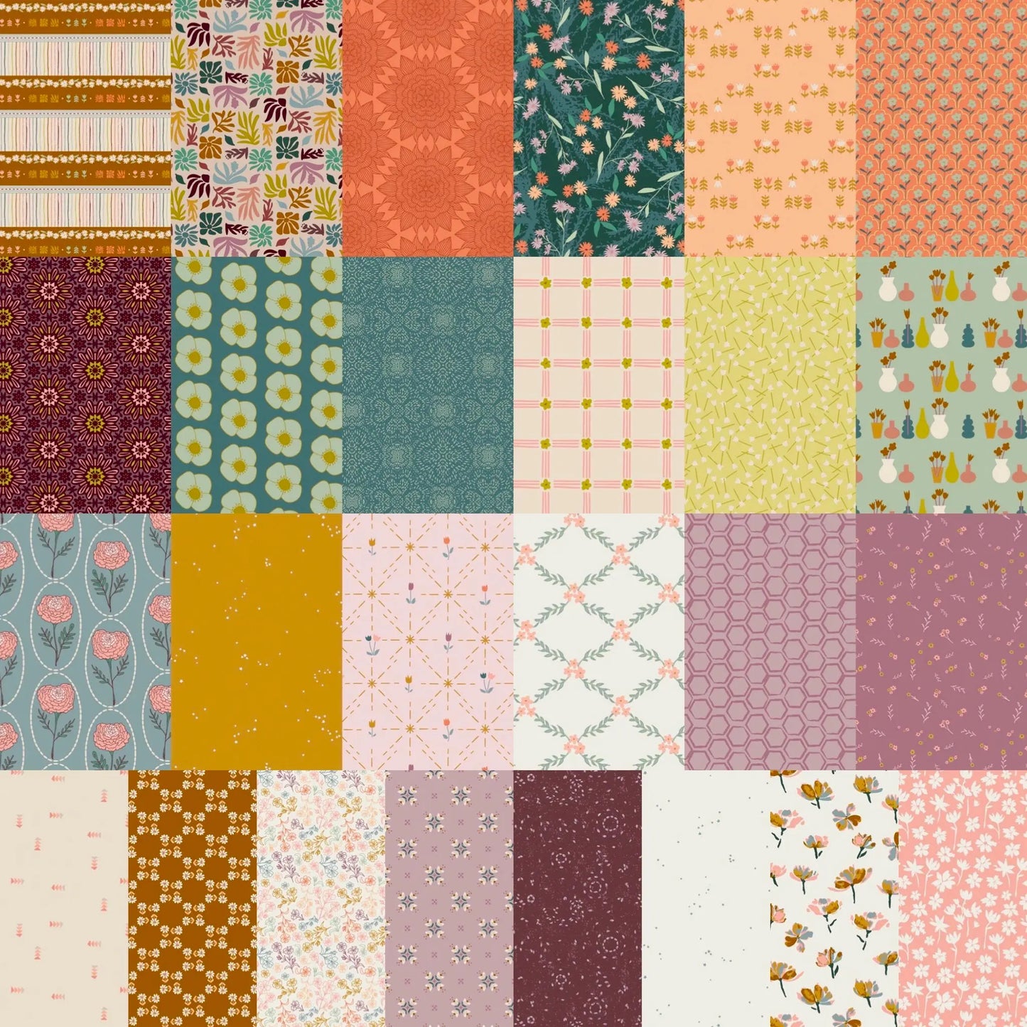 GeoBloom Fabric Bundle – 26 Pc Quilting Cotton by Sewcial Bee Collective for Art Gallery Fabrics | Half Yard, Fat Quarter, Quarter Yard
