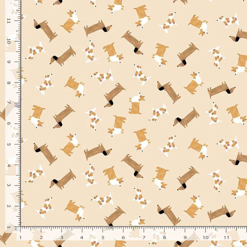RAISE THE WOOF Fabric, By Dear Stella, Mutts About You Collection, Dog Print, 100% Cotton By The Yard