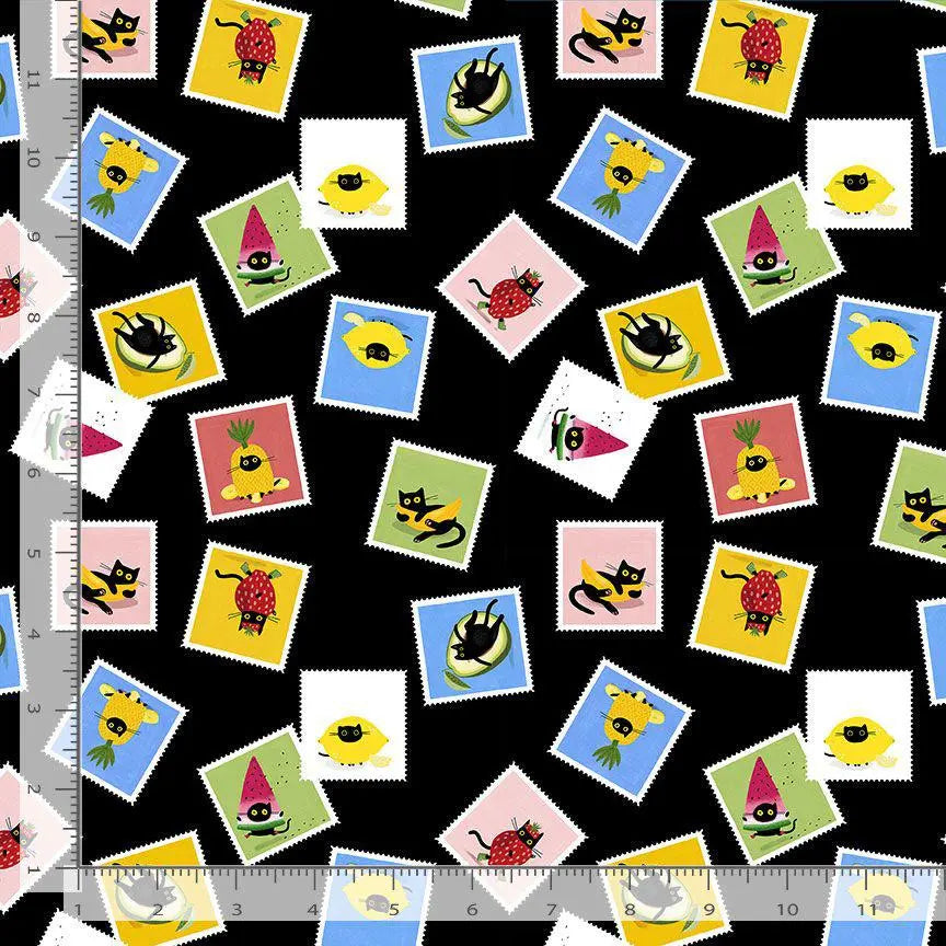Furruit Postage Stamps | 100% Cotton Fabric | Designed by Leezaworks for Dear Stella