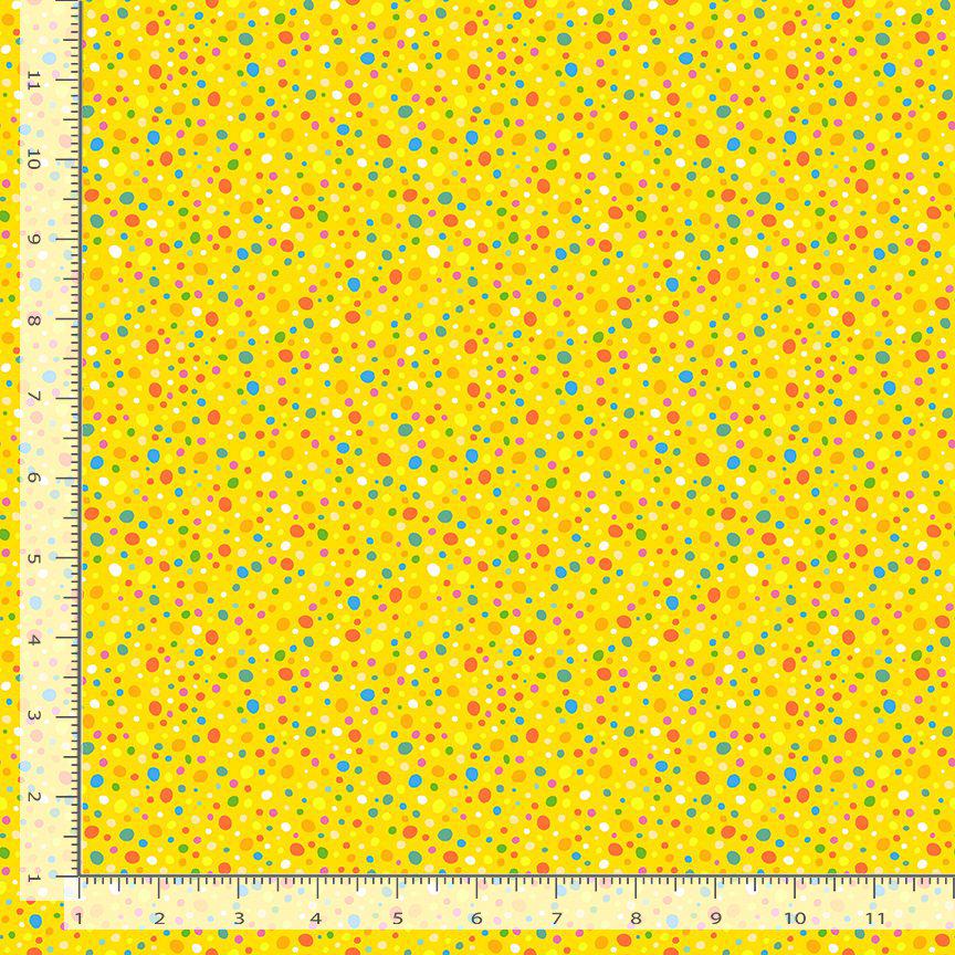 Tropical Beans | 100% Cotton Fabric | Designed by Leezaworks for Dear Stella, Colorful Dots In Yellow Backdrop