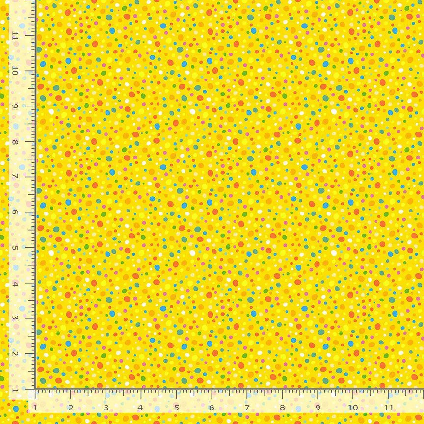 Tropical Beans | 100% Cotton Fabric | Designed by Leezaworks for Dear Stella, Colorful Dots In Yellow Backdrop