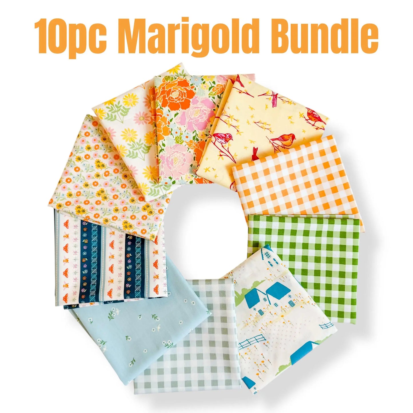 Marigold Fabric Bundle 10 Pc Half Yard or Fat Quarter Quilting Cotton Cuts – Art Gallery Fabrics Collection by Maureen Cracknell