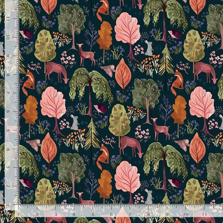 Floral Forest Midnight by Fay Nye – Dear Stella – STELLA-DFN3432 – 100% Cotton Fabric – Yard, Half Yard, Quarter Yard