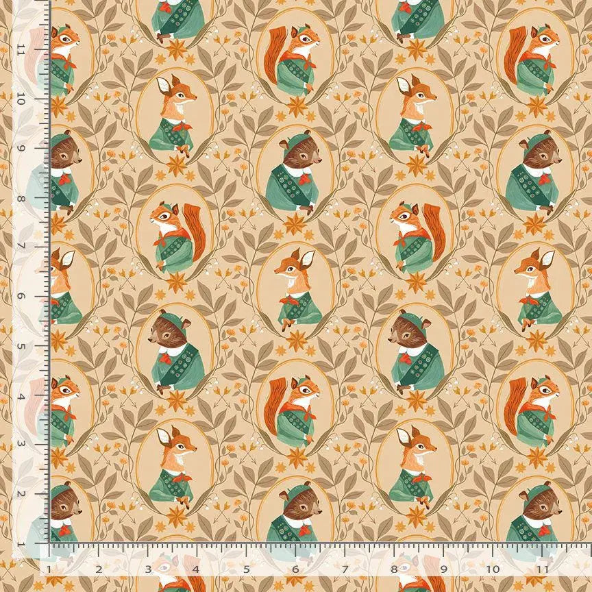 Woodlanders – Beige | Rae Ritchie for Dear Stella | Digital Cotton Fabric | DRR3310 | 44/45” Cotton | Yard, Half Yard, Quarter Yard