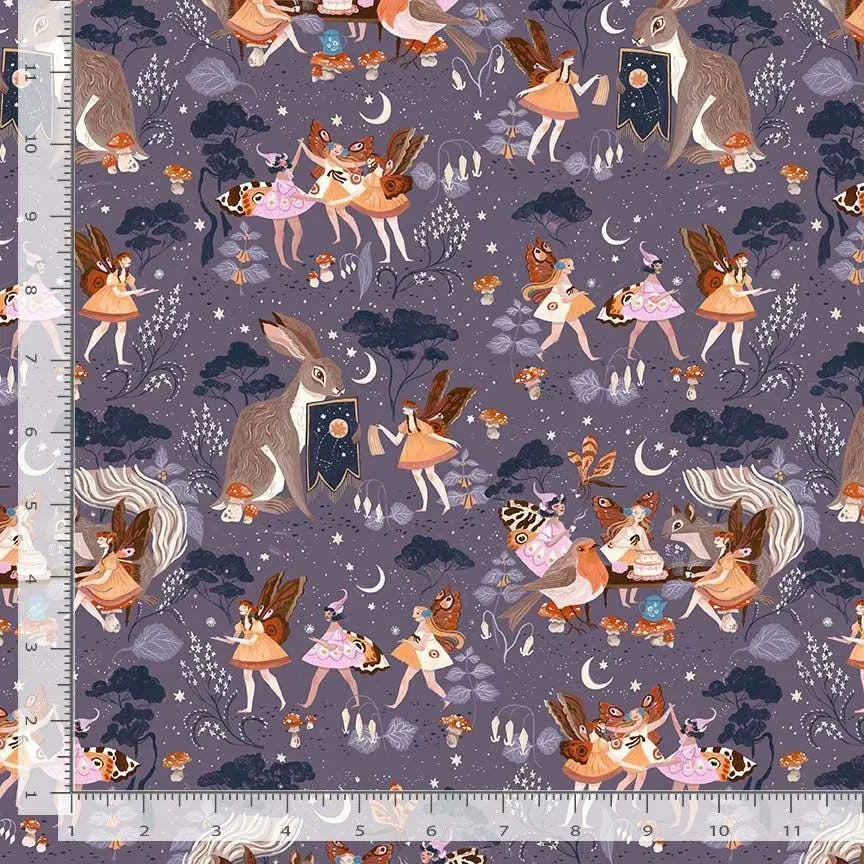 Fairy Solstice – Multi Fabric | Rae Ritchie for Dear Stella | Whimsical Fairy Cotton | Purple Woodland Quilt Fabric | Yardage