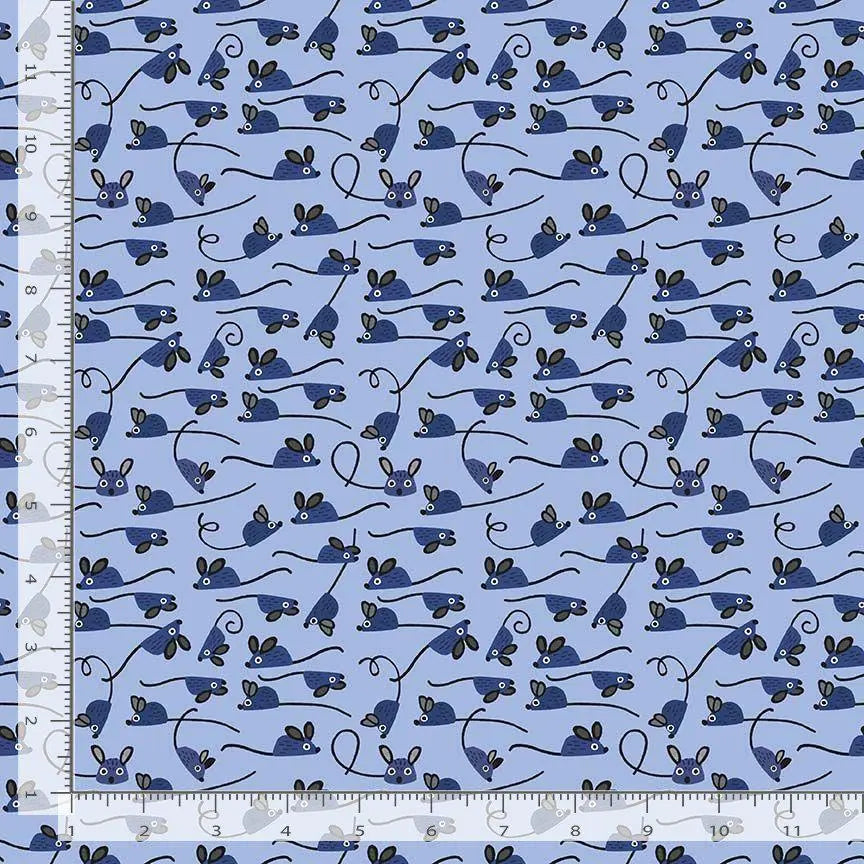 Mice Sky Cotton Fabric | Dear Stella Furruit Platter | Blue Blender Quilt Fabric | LEEZAWORKS | Modern Cotton Fabric