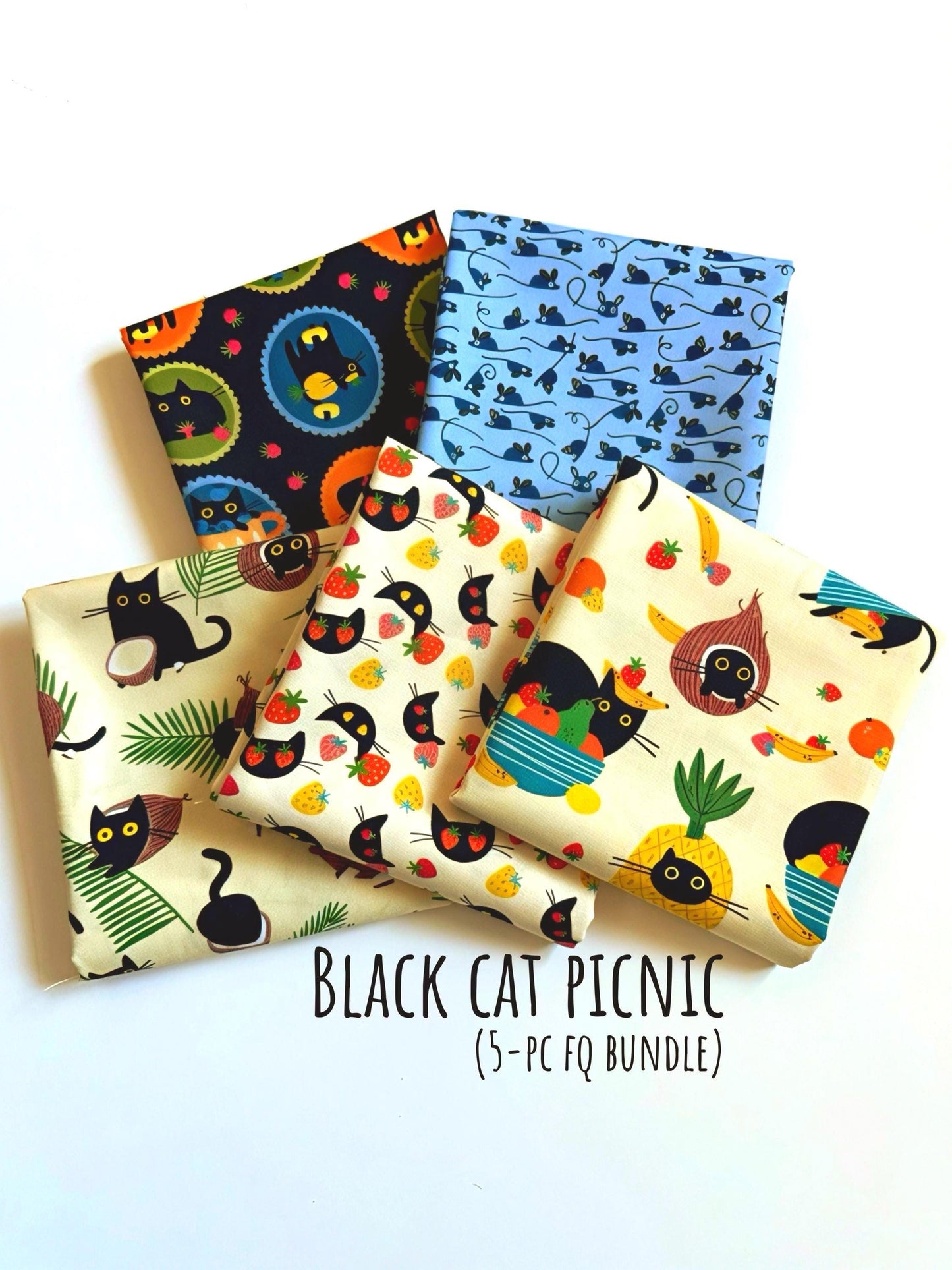 Black Cat Picnic, 5-pc FQ Bundle