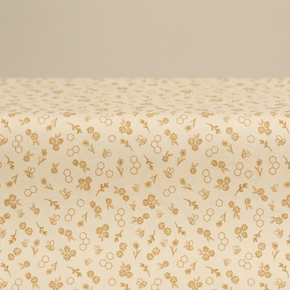 Bumble & Bloom Vanilla Fabric Low Volume Bee Floral Print | Summer Homestead by Sewcial Bee Collective | Art Gallery Fabrics Cotton Fabric