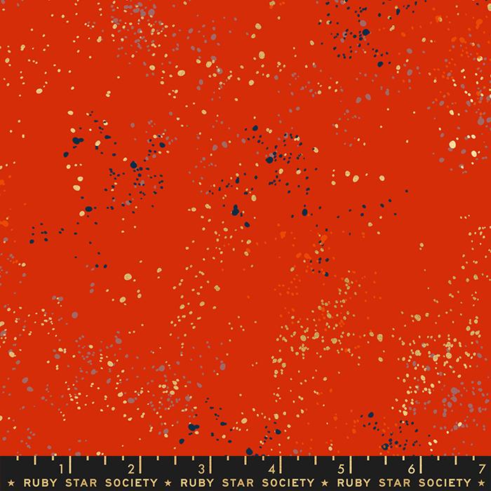 Speckled Metallic Poinsettia RS5027 94M Ruby Star Society Fabric – Red Gold Speckled Cotton by Rashida Coleman Hale – Quilting Fabric