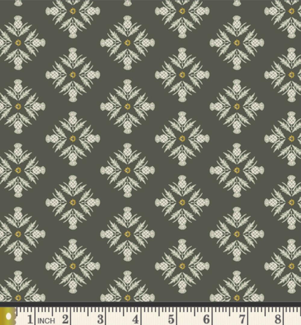 Blooming Thistle Evergreen Fabric SPR-42614