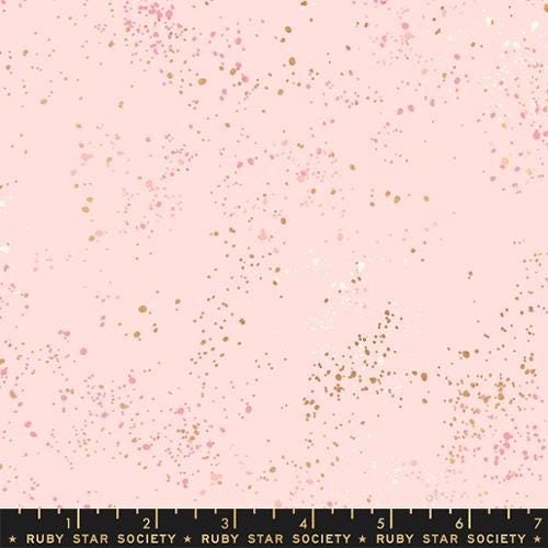 Speckled Metallic Pale Pink RS5027-91M Fabric by the Yard | Ruby Star Society Speckled Metallic | Blush Pink Gold Metallic Blender Fabric
