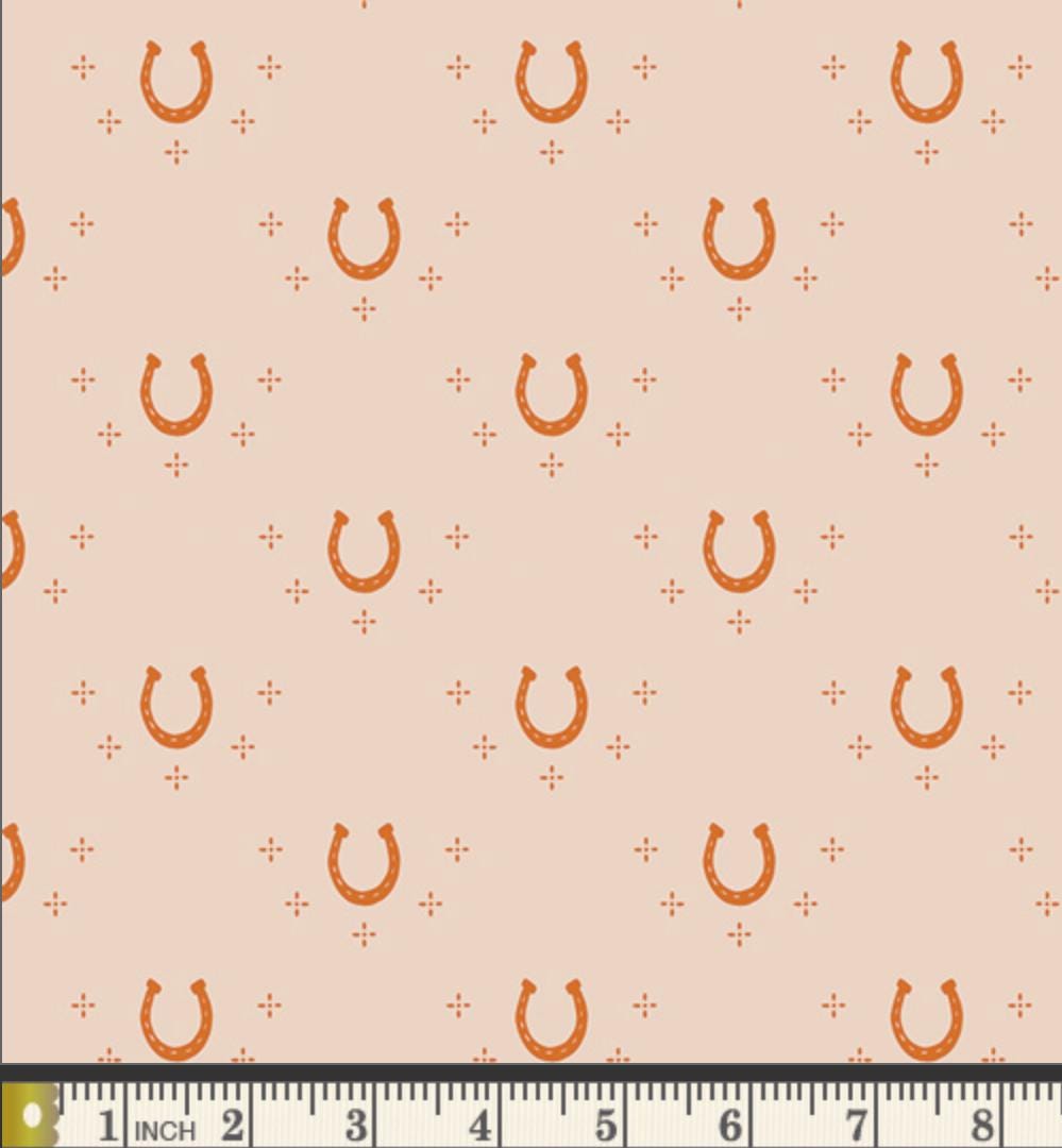 Lucky Bend Fabric, The Orchard by Maureen Cracknell, Art Gallery Fabrics, Horseshoe Peach Quilting Cotton, ORC-34708