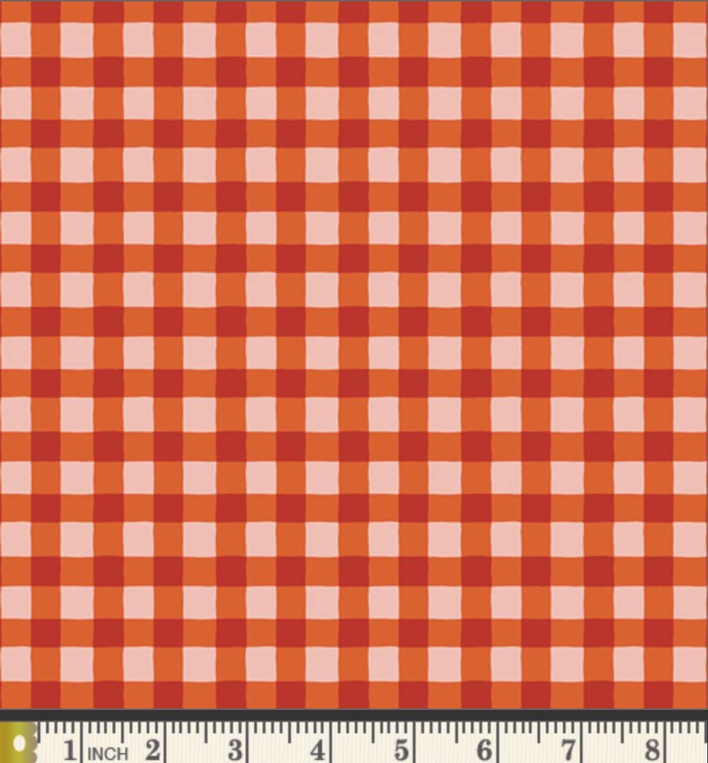 Small Plaid of My Dreams Blaze Fabric, Art Gallery Fabrics, Orange Plaid Quilting Cotton, PLDS-912