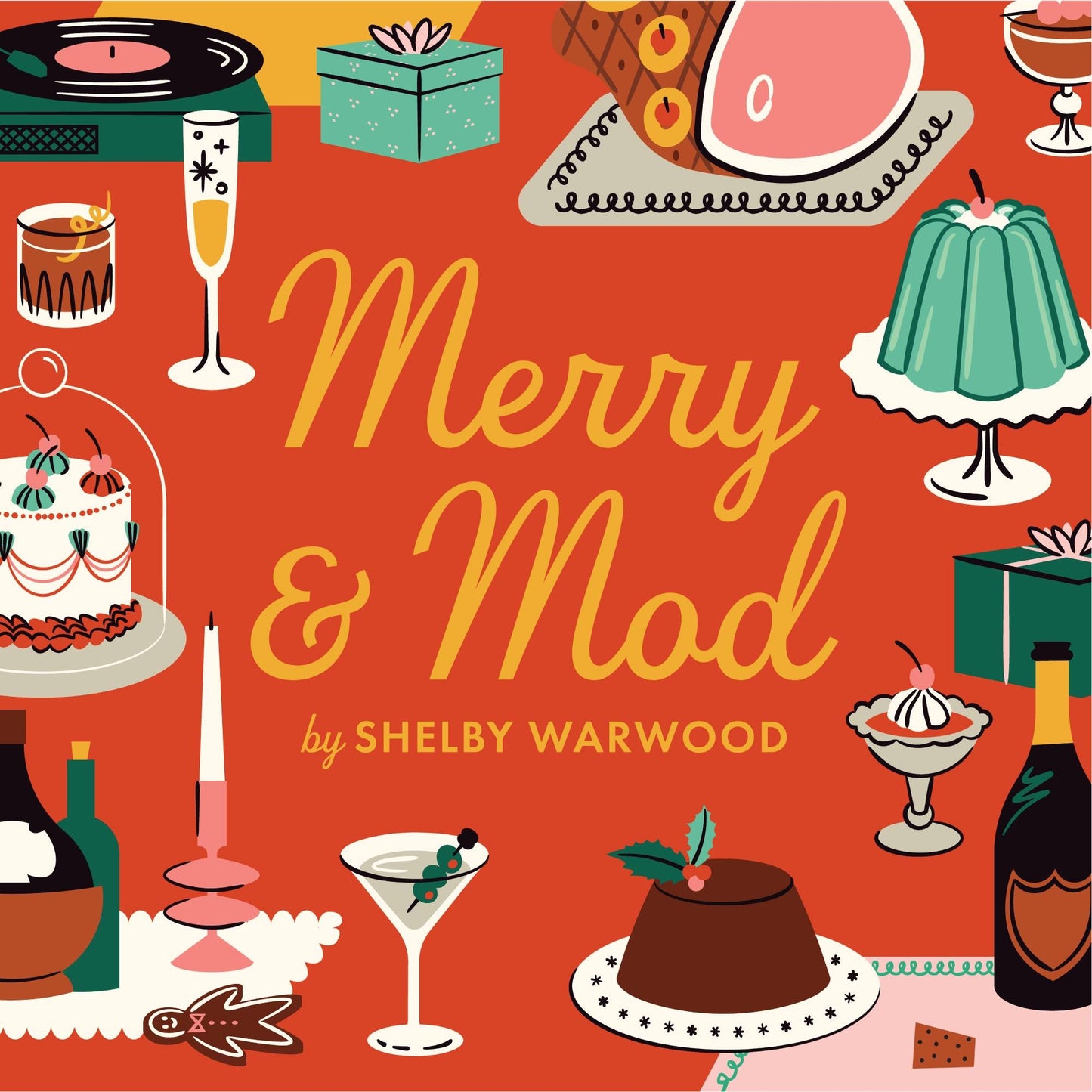 Holiday Soirée Red Christmas Fabric | Shelby Warwood Cloud9 Fabrics | Organic Cotton Retro Holiday Party Quilting Cotton