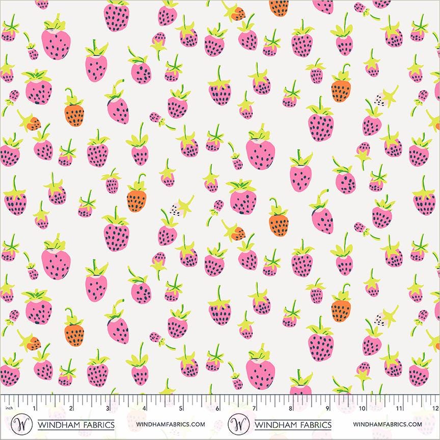 Strawberries | Heather Ross Favorites | Windham Fabrics Cotton | Strawberry Print Fabric