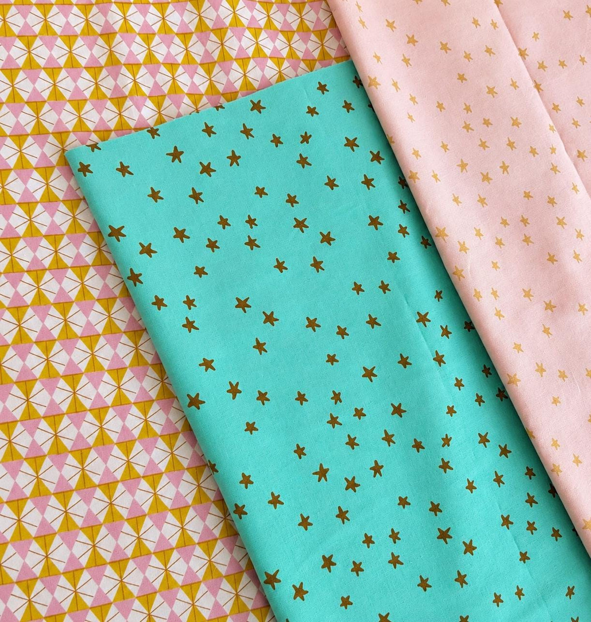 Christmas Cat Fabric Bundle, Pink Mint Gold Metallic, Cotton and Steel, Ruby Star Society, 5 Fat Quarters or Half Yards, Tinsel & Whiskers