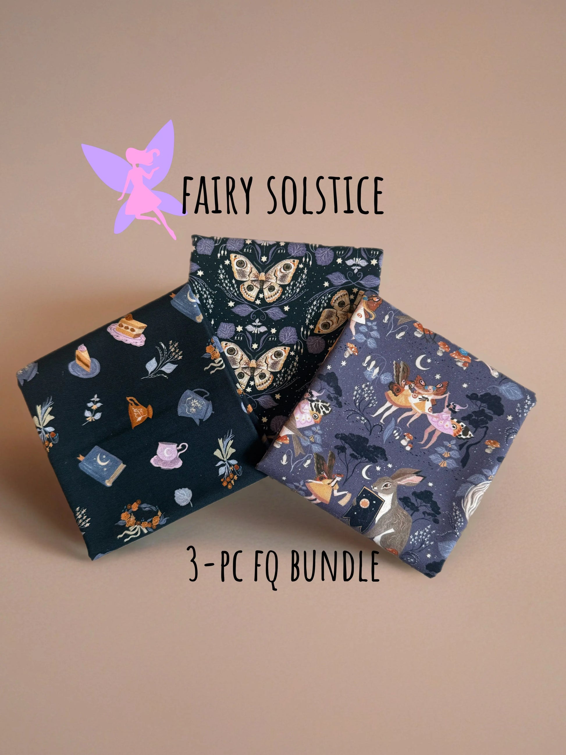 Fairy Solstice Collection Bundle - Rae Ritchie for Dear Stella - Fat Quarter Bundle - 3 Prints Little Fawn Fabric