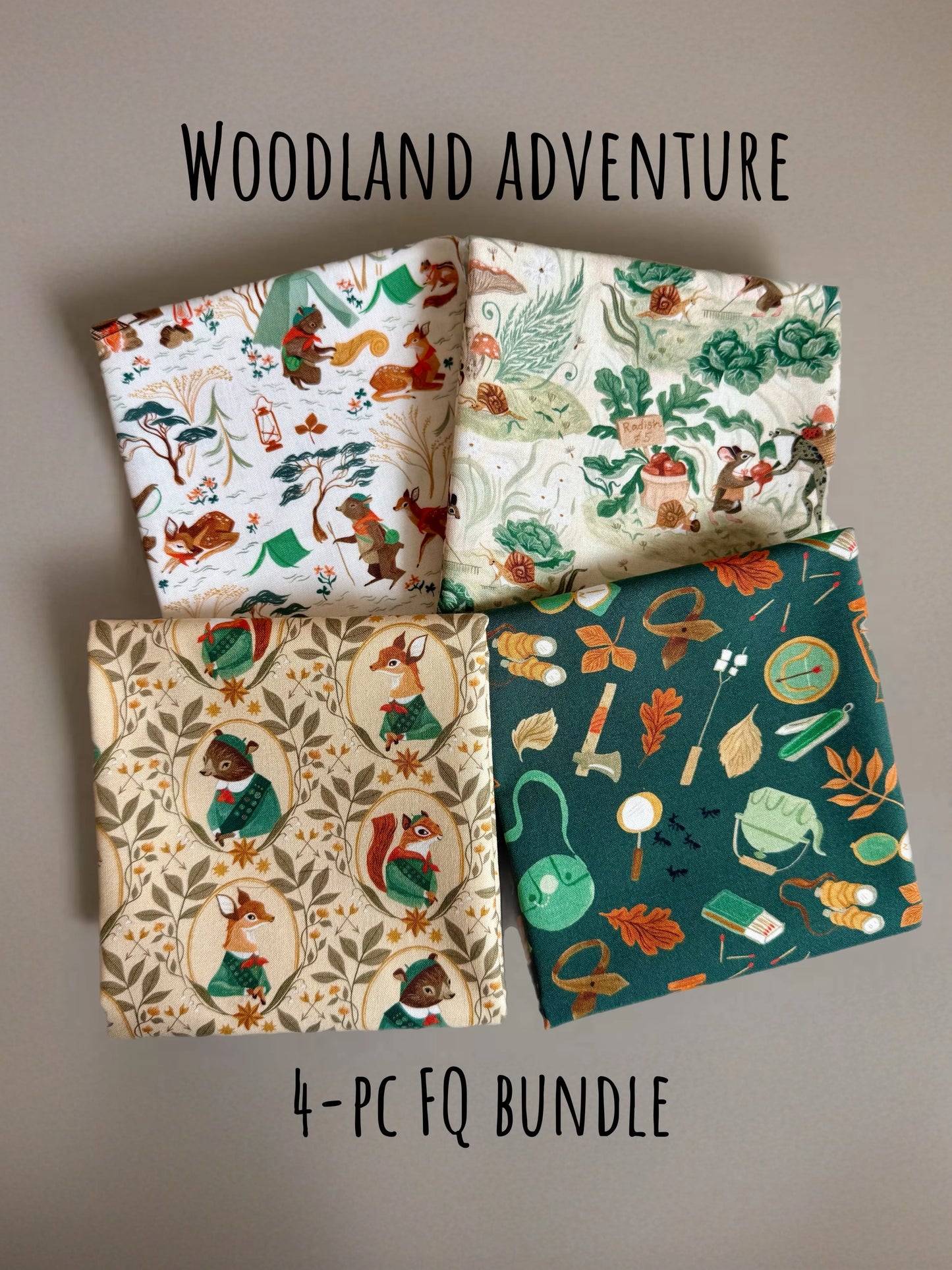 Woodland Adventure Bundle - Rae Ritchie for Dear Stella - Fat Quarter Bundle - 4 Prints Little Fawn Fabric