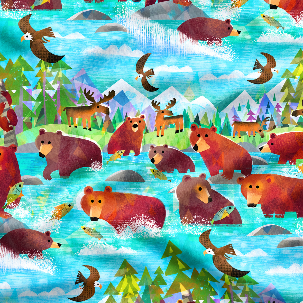 Bathing Bears Turquoise
