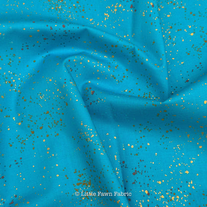 Speckled Metallic Bright Blue Little Fawn Fabric