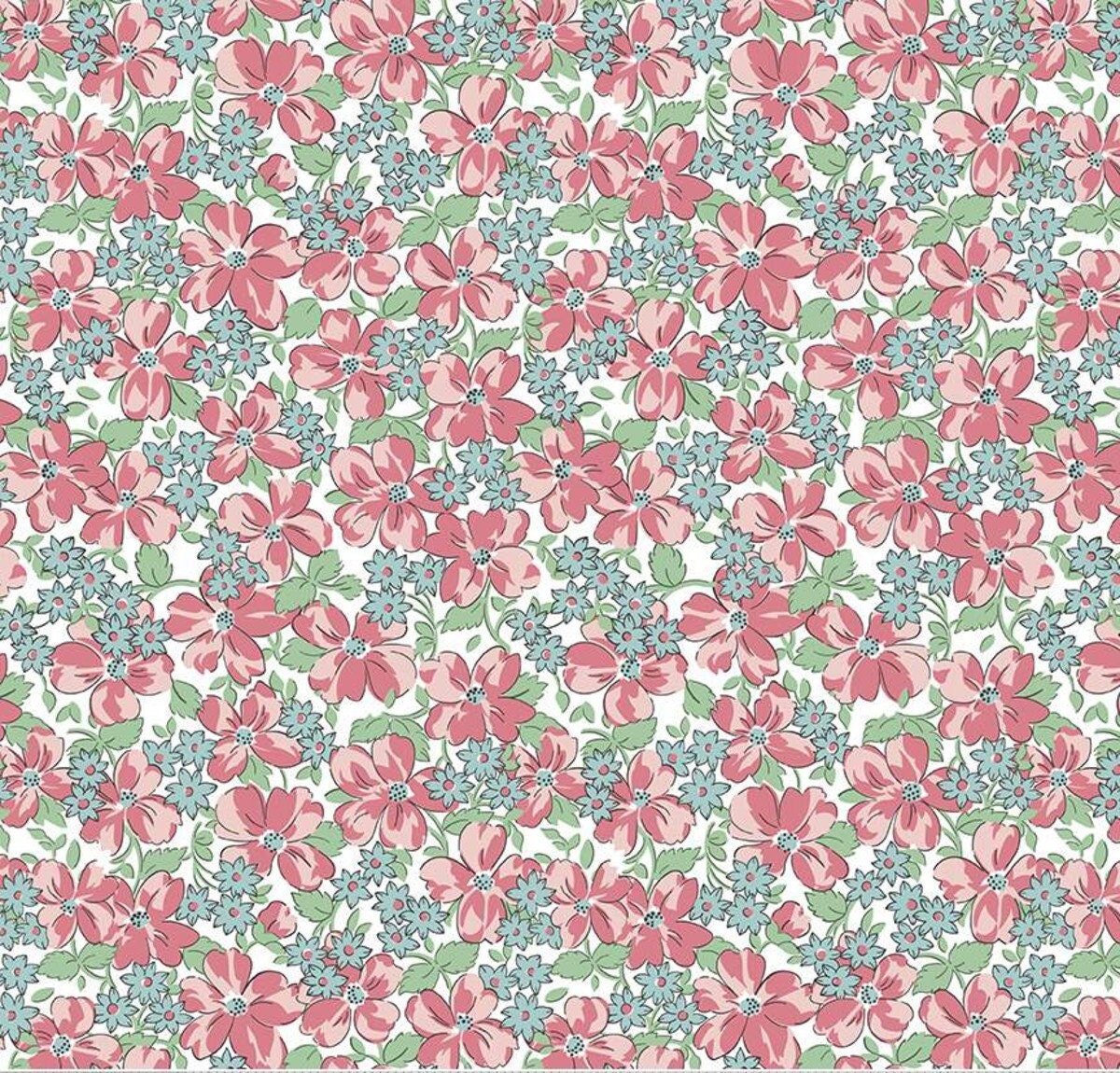 Easter Parade Riley Blake Fabric - White Flowers Cotton Yardage - DIY Easter Sewing Supplies