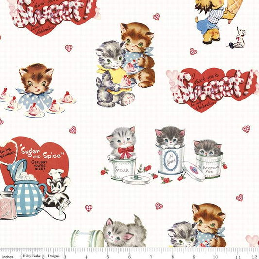 Sugar And Spice In White - 100% Cotton - Fabric By The Yard - Sugar and Spice Collection - Cottage Mama - Riley Blake Designs