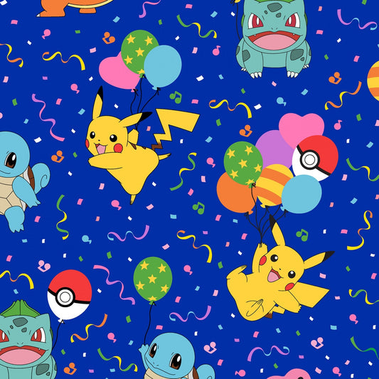 Confetti Cobalt - 100% Cotton - Fabric By The Yard - Pokemon Collection