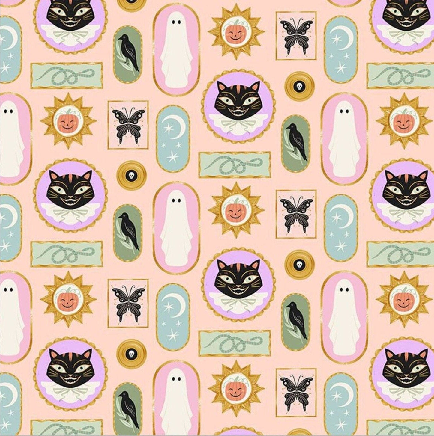 Spooky Flames In Blush - Halloween - Dear Stella - Cotton Fabric By The Yard
