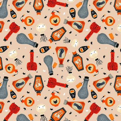 Witchy Potion Cat in the Bottle Halloween Fabric By The Yard - Dear Stella Design