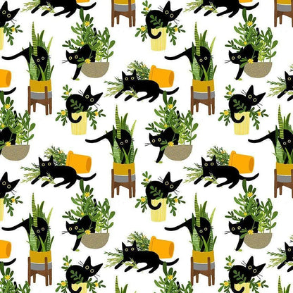 Planting Cats Fabric - Dear Stella - Botanical Garden Cotton By The Yard