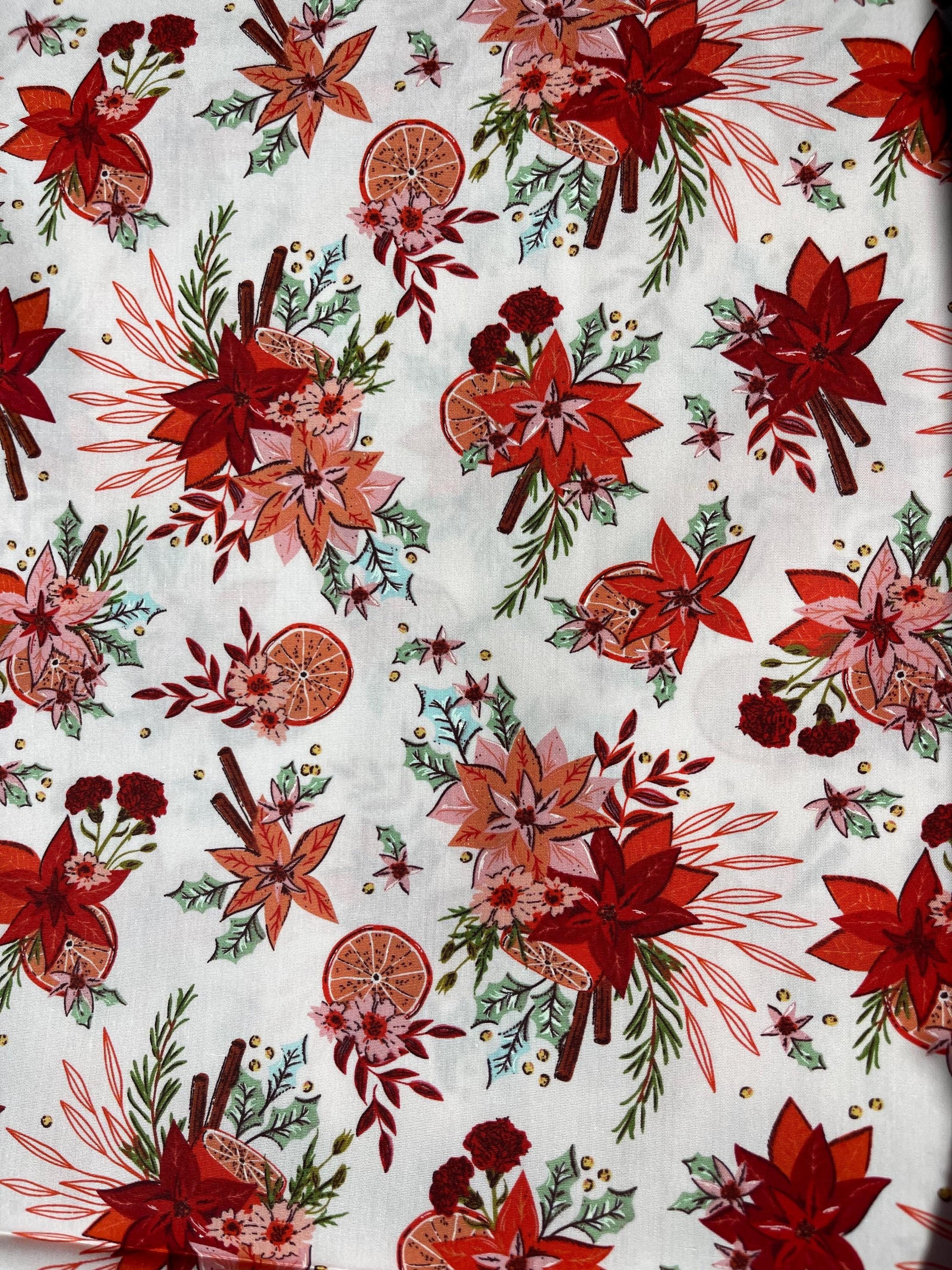 Yuletide Blossoms Fabric by AGF Studio - Christmas in the Cabin Collection - 100% Premium Cotton
