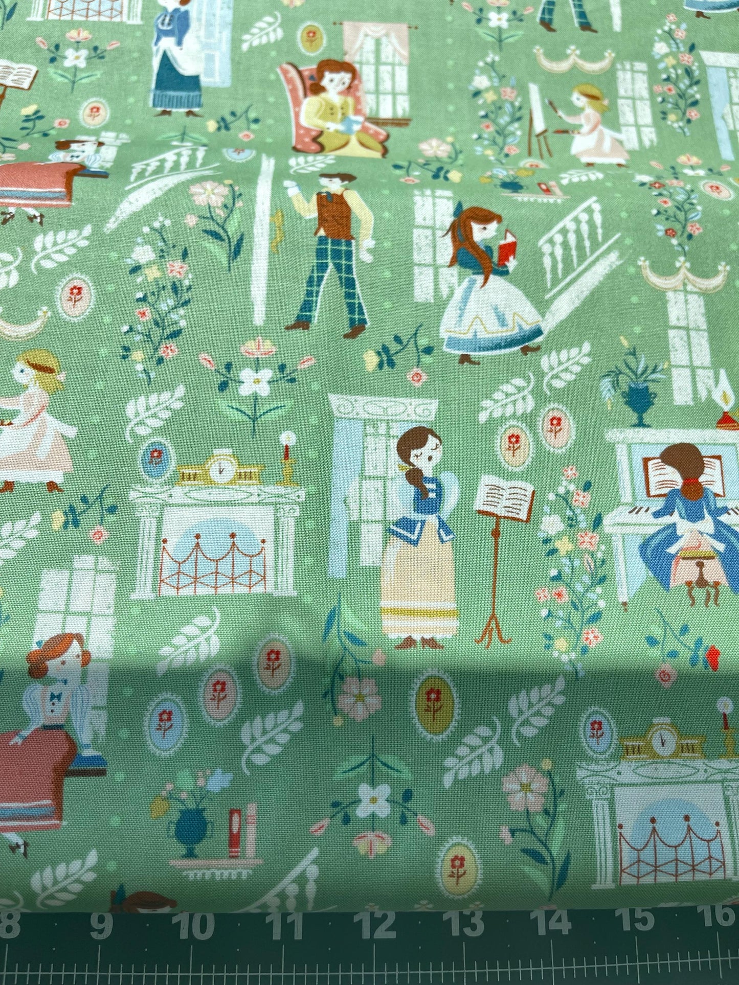 Little Women In Green - Cotton Fabric - Belle - Fabric By The Yard - Little Women Collection - Riley Blake Designs