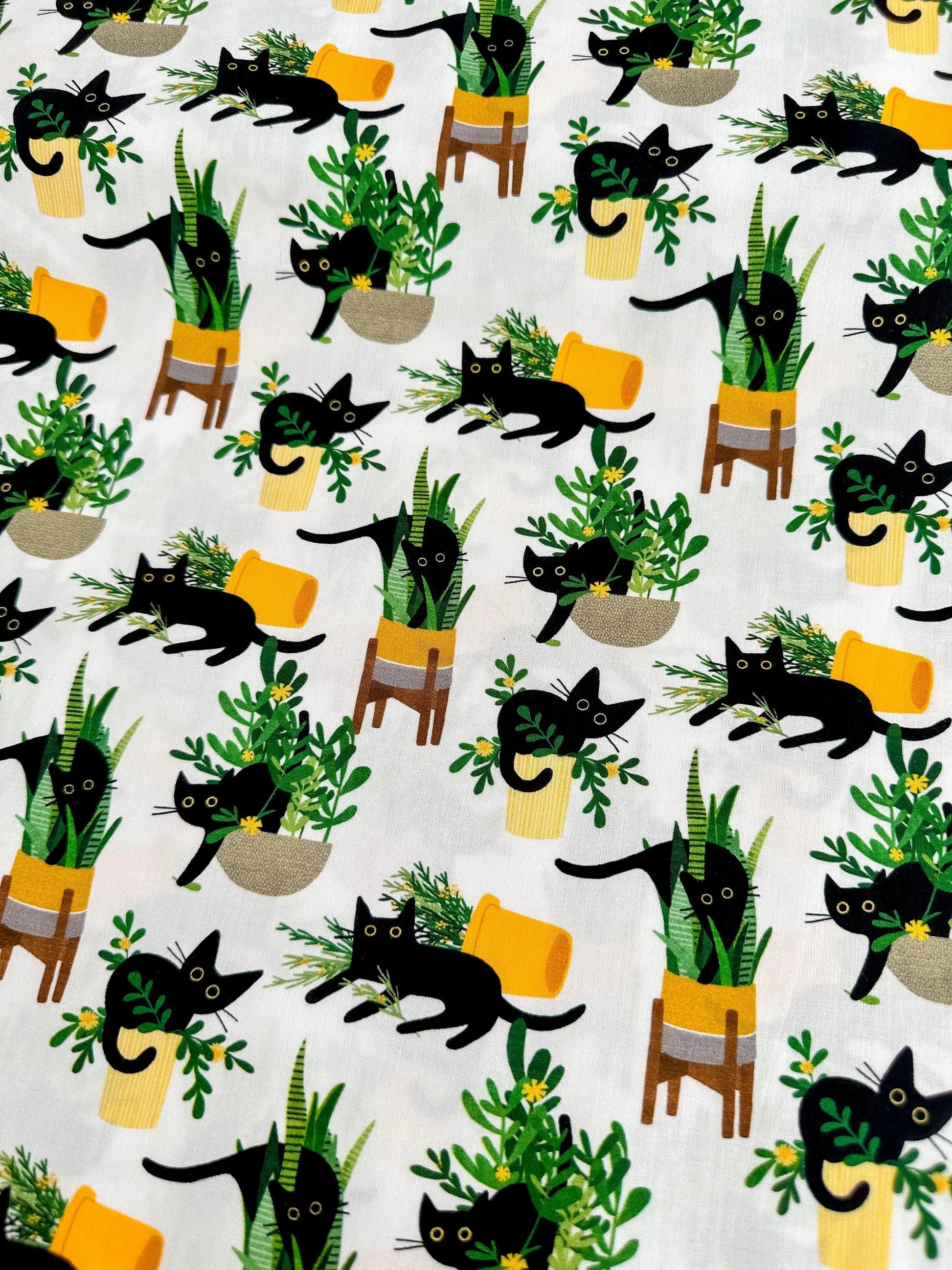 Planting Cats Fabric - Dear Stella - Botanical Garden Cotton By The Yard