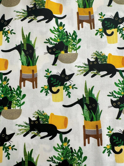 Planting Cats Fabric - Dear Stella - Botanical Garden Cotton By The Yard